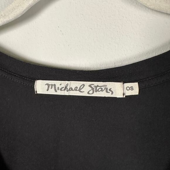 Michael Stars Black V Neck Embellished Cotton Blend Top Women's OS - Picture 3 of 5